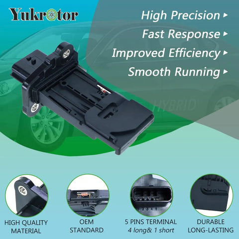 Mass Air Flow Sensor Replacement for Cars 5 Pin MAF Sensor 22680-1MG0A AFH60M-39, black plastic OEM part