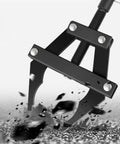 Adjustable Motorcycle Chain Tensioner Tool for chain maintenance in beefy steel, demonstrating cutting action on surface