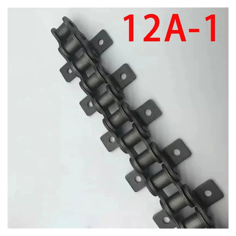 Top Notch 12A-1 Bent Plate Conveyor Roller Chain With Double Side Ear Mounting For 5 Foot Length, showing double ear design for stability.