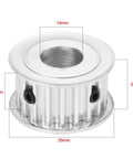 Aluminum 20 Teeth Timing Belt Pulley, 14Mm Bore, 5Mm Pitch, Fits 15Mm Timing Belts, Rock Solid For Milling Machines, 3D Printers, Drilling Machines, Rugged CNC Gear And Drive Component, front view with 14mm bore