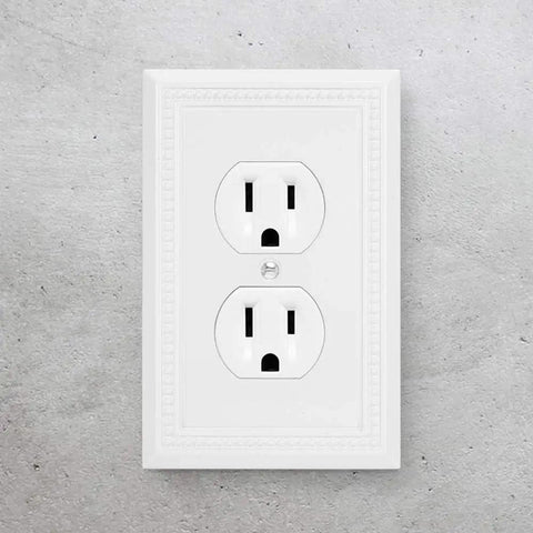 Sunken Pearls Heavy Duty Decorative Wall Plate Switch Plate Outlet Cover Set White 2 Pack For Single Duplex Zinc Alloy