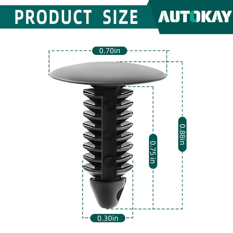 Badass Heavy Duty Auto Bumper Clips For Cars Trucks And Suv Road Ready 100 Piece Plastic Rivet Fasteners close-up size details
