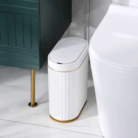 Hands Free Sensor Trash Can With Lid 2 Gallon Automatic Motion Activated Garbage Bin Waterproof IPX5 in bathroom