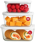 Glass Vacuum Seal Food Storage Containers 3-Piece Set For Fridge And Freezer Airtight No-Fuss Glass Containers, raspberries, cheese cubes, wrap