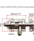 Heavy Duty Tough As Nails 316 Stainless Steel Locker Latch Slide Barrel Bolt with measurements for marine use