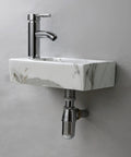 Compact White Ceramic Wall Mounted Sink For Small Bathrooms with faucet, rectangular vitreous china wash basin, space saver