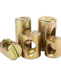 Heavy Duty M8 Barrel Nuts Killer Two Piece Connectors for DIY Woodworking, zinc finished, assorted sizes in image.