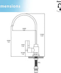 Dimensions diagram of Brushed Gold Drinking Water Faucet For Kitchen Sink Solid Brass Construction Reverse Osmosis Compatible Water Filter Faucet