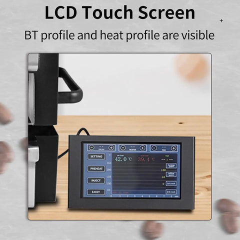 Electric Coffee Bean Roaster Makes Mastering Fresh Beans A Breeze With Simple Dual Controls, LCD touch screen displaying heat profile.