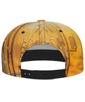 Back of Road Trip Ready Flat Brim Snapback Cap showing black adjustable closure and yellow all-over print.