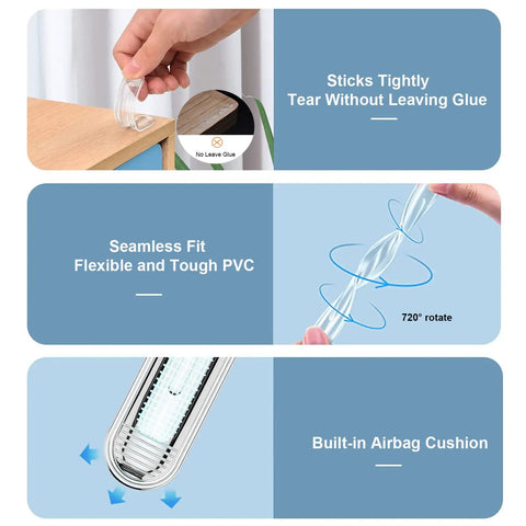Clear Self Adhesive Furniture Bumpers 6 Pack Silicone Rubber Wall Protector Pads Anti Slip showcasing adhesive application and PVC flexibility.