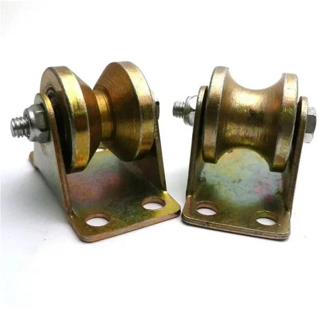 Built Tough All Steel V Groove Caster Wheel For Sliding Doors And Heavy Duty Garage Tracks With Smooth Rolling Bearings and U Shaped Pulley Rig.
