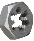 Close-up of a hex die from the Six Piece NPT Pipe Die Set For Rethreading In Carbon Steel Hex Dies 1/8 To 1 Inch Right Hand Cut.