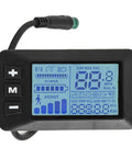 Weatherproof 5 Pin LCD Display for Electric Bikes showing speed, battery, and trip data on waterproof bike dashboard.