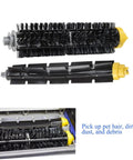 Replacement Parts Kit For Roomba 600 Series Vacuum Cleaners Includes Bristle Brush Flexible Beater Brush Filter Side Brush Screws And Cleaning Tool Works With 692 694 690 680 660 665 651 650 614 595 showing bristle and beater brushes.