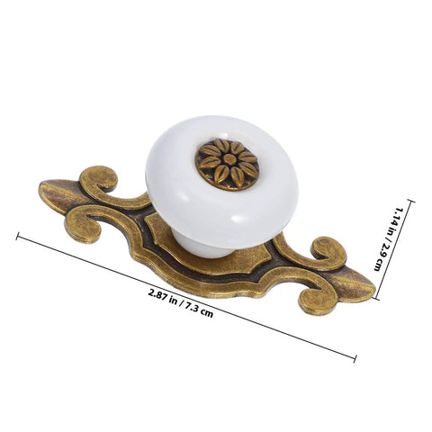 Dope Vintage Ceramic Cabinet Knobs With Antique Zinc Back Plate Retro Drawer Pulls For Kitchen Cabinets Drawers And Dressers