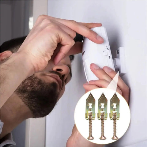 200 Piece Self Drilling Drywall Anchors And Screws Kit With Quick Install No Drill Or Holes In Wall For Picture Hangers Shelves Cabinets And DIY Furniture Fixes Easy Peasy, white wall mount