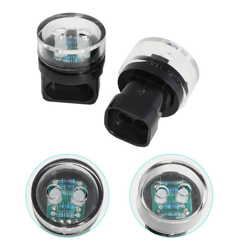 DPTOOL fuel injector Noid light test kit, two noid lights with black plastic housings and clear lens caps