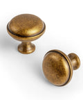 Antique Brass Cabinet Knobs 6 Pack Set, Zinc Alloy Drawer Pulls For Kitchen Cabinets, Vintage Brass Hardware, single hole mount