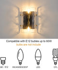 MWZ Modern 2-Light Wall Sconce Set of 2 with Water Rippled Glass Shades 11" mounted on wall, showing E12 bulb compatibility.