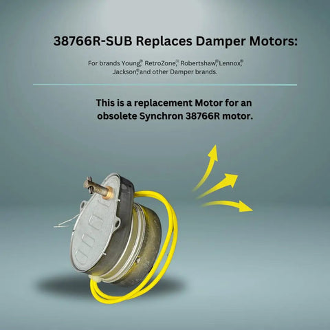 24V Right Rotation Damper Motor Replacement For 38766R Sub, 2 Wire Spring Return, durable and easy to install motor