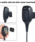 2 Pack Adhesive Back Radio Microphone Holder Universal Dash Mount Stick On Mic Hook close-up with handheld mobile radio mic