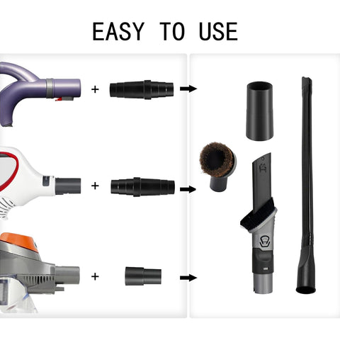 6 Piece Vacuum Cleaner Attachment Set With 2 In 1 Crevice And Dusting Brush, Dryer Vent Cleaning Hose, Horse Hair Brush, Universal Adapters