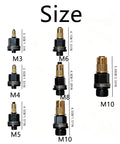 Heavy Duty Rivet Nut Tool Kit with Sixty Metric Press In Nuts M3 to M12 showing size chart for various nuts.