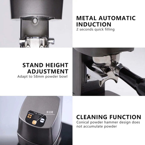 Boss Level Pro Cordless Electric Coffee Tamper Boasts Crisp Digital Display And Slick 58 Mm Auto Press for height adjustment and cleaning function.