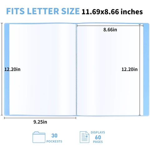 Open Display Book Binder With Plastic Sleeves Five Pack 30 Pocket Portfolio Binder Set For 8.5x11 Documents Photos Certificates