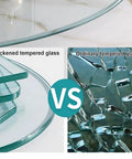 Extra Large Round Glass Lazy Susan Turntable, Tempered Tabletop Rotating Organizer Tray Crafted With Hella Sturdy Glass showing thickened vs ordinary tempered glass.