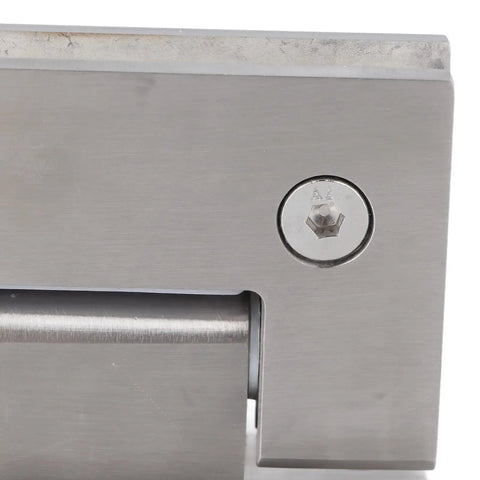 Close-up of Stainless Steel Double Opening Shower Door Hinges 90-Degree Hardware, brushed finish, heavy-duty corrosion-resistant