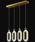 Dope Gold Brushed Brass 4 Light Pendant Lighting For Kitchen Island LED Dimmable Modern Ceiling Fixtures With Round Aluminum Rings