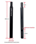 Heavy Duty Aluminum Bike Seat Post With 25.4 27.2 28.2 30.8 31.6 mm Diameters And 350 mm Length, 6061 Aluminum Alloy, Black Finish