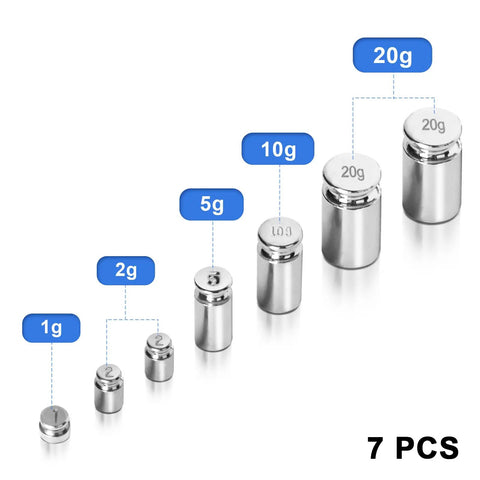 Calibration Weight Set 60g Total M1 Class 1g 2g 5g 10g 20g Stainless Steel with 7 Pieces for Digital Scale Use.