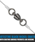 Beefed Up Heavy Duty Ball Bearing Fishing Swivels 20 Pack Stainless Steel Tackle Connectors, black nickel coating detail