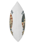 Side view of Patriotic Sailboat Throw Pillow For 4th Of July, Red White And Blue USA Pride Decor, Independence Day Cushion.