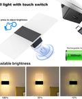 Rechargeable Battery Powered Wall Sconce Pair With Touch Dimming, Wireless LED Magnetic Bedside Lamps brightness control