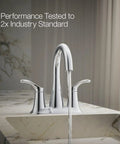 Simplice Centerset Bathroom Sink Faucet With Two Lever Handles And Clicker Drain 1.0 GPM Flow Polished Chrome Vanity Faucet in use