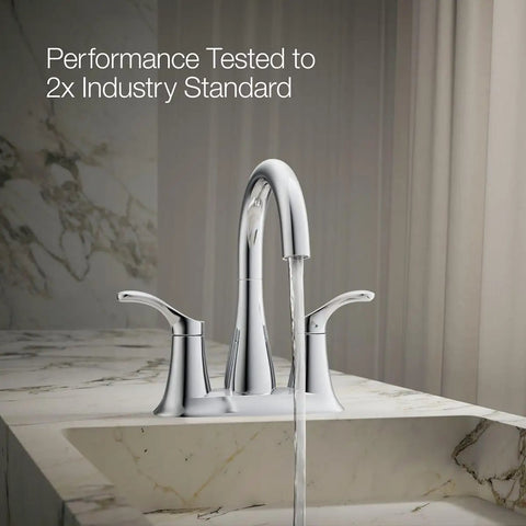 Simplice Centerset Bathroom Sink Faucet With Two Lever Handles And Clicker Drain 1.0 GPM Flow Polished Chrome Vanity Faucet in use