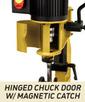 Shop Sweet Benchtop Mortiser Built Like A Tank For Daily Grind And Weekend Projects with hinged chuck door and magnetic catch