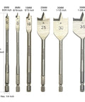 Heavy Duty Spade Drill Bit Set For Woodworking With High Carbon Steel Paddle Bits And Quick Change Hex Shank For Fast Cutting Of Wood Holes In Plywood PVC And Polyurethane Board Sizes 6 8 10 25 30 35mm.