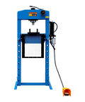 Heavy Duty 30 Ton Hydraulic Shop Press With Fully Welded H Frame And Protective Grid Guard Boasting Air And Manual Dual Operation for metal forming.