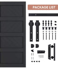 36x84 Inches Sliding Barn Door Four Panel Black With Hardware Kit Included Dope Wave Pattern Waterproof Panels And Pre Drilled Holes