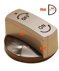 Metal Handle Knob With 6mm Stem For Outdoor Propane Gas Fire Pit Valves, Brushed Nickel Finish, side view showing dimensions