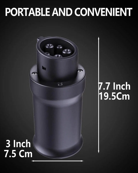 Tough As Nails Nacs To J1772 Charging Adapter For Electric Vehicles 80 Amp Portable Tesla To Standard Ev Connector, 7.7 inch size.