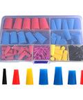 Vast Assortment Of 110 Silicone Tapered Plugs Kit For Painting And Electroplating Protects Holes From Paint Overspray With Heat Resistant Rubber Stoppers And Storage Case Included. assorted silicone tapered plugs in storage case