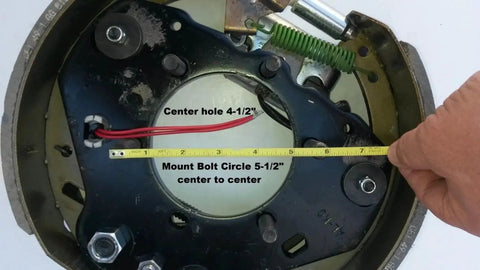 Beefed Up Trailer Axle Backing Plate With Electric Right Hand Brake Flange 12.25 by 3.5 Inch Five Bolt Pattern measuring