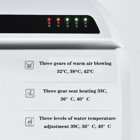 Top Shelf Smart Bidet Toilet Seat Featuring Instant Heated Cushion And Automatic Washing Functions Slick Remote Control control panel with temperature settings