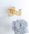 Gold Finish 4 Piece Bathroom Hardware Set With 17 Inch Towel Bar, Towel Ring, Robe Hooks And Toilet Paper Holder, sleek gold hook